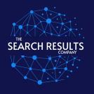 company logo with a round digital web design and the words the search results company